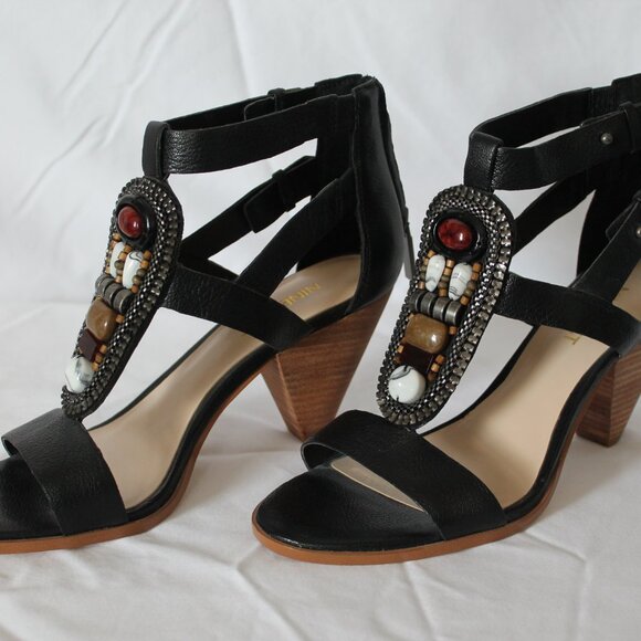 Nine West, Black beaded heeled sandal, Size 6.5US. - Picture 2 of 5